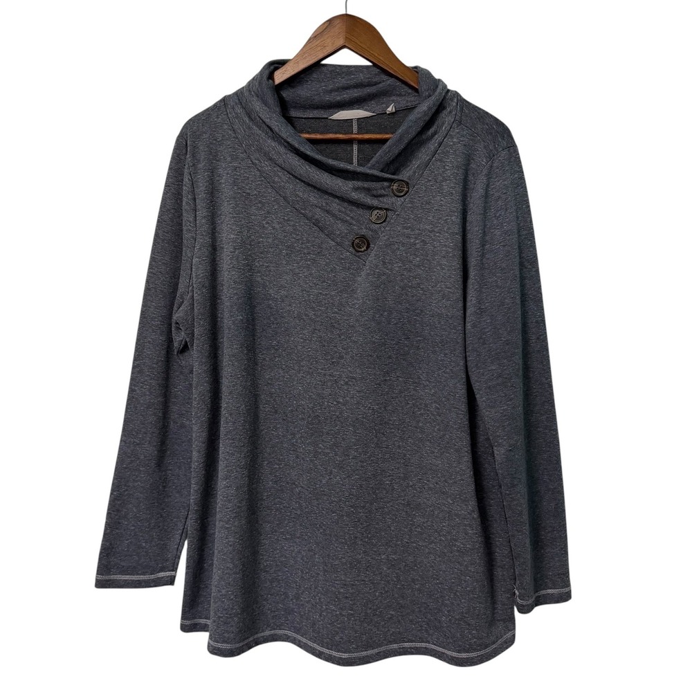 Soft Surroundings Tunic Top Womens XL Gray Cowl Neck Minimalist Lagenlook Boho